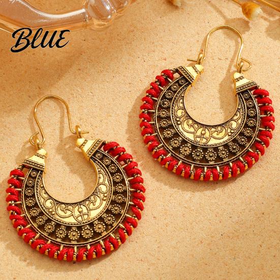 Beach Vacation Accessories 1 Pair Retro Style Bohemia Earrings Hand-Woven
