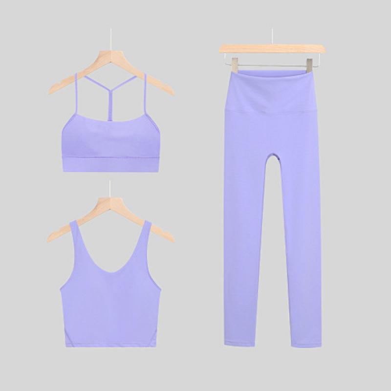 LULU Original Three-Piece Yoga Set: Beautiful Back Y/U-Shaped Vest & Quick-Dry, Breathable Nine-Point Pants for Women