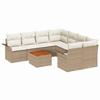 9 Piece Beige Garden Sofa Set with Cushions