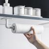 2-Pack Japanese-Style Traceless Wall-Mounted Storage Racks: Pot Lid, Paper Towel, Cling Film Holders & Hooks For Kitchen/Bathroom.
