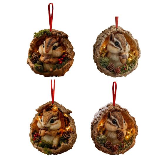 Yousheng Forest Animal Christmas Ornaments 2D Acrylic Woodland Creature Hanging Ornament Gift for Nature Lovers