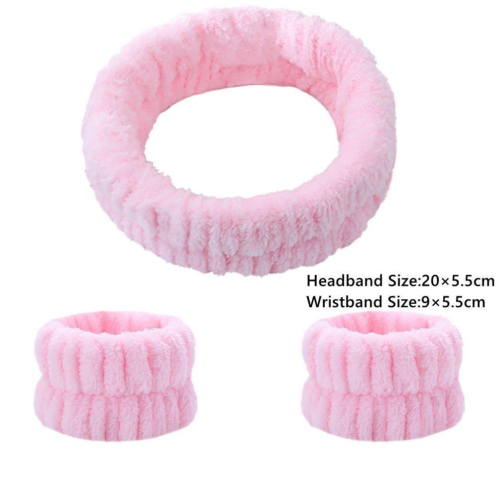 Fascia Per Capelli Morbida In Spugna, Regolabile Con Velcro, Per Doccia, Trucco, Spa, Yoga, 4 Pezzi, Bianco E Rosa