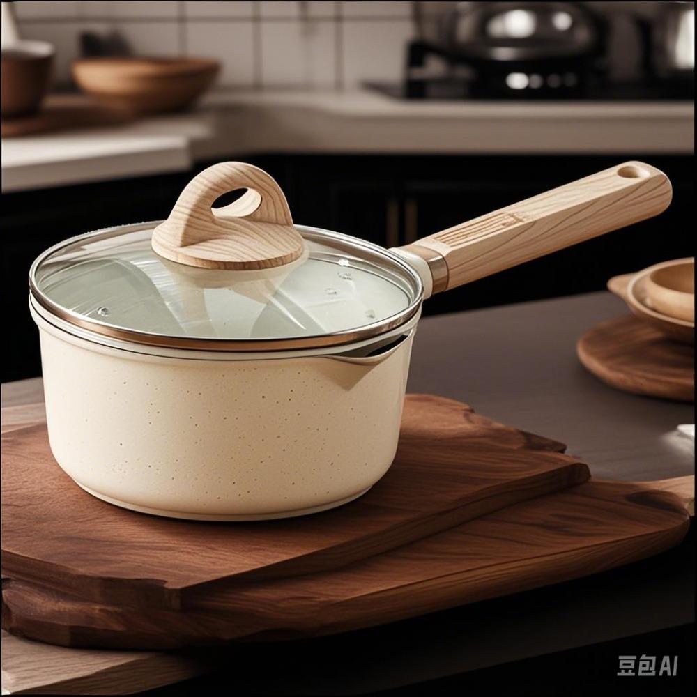 DONNOR Ceramic Nonstick Sauce Pan with Lid 2QT Milk Pot Compatible with All Stovetops 1-3 use PFAS / PFOA Free,white
