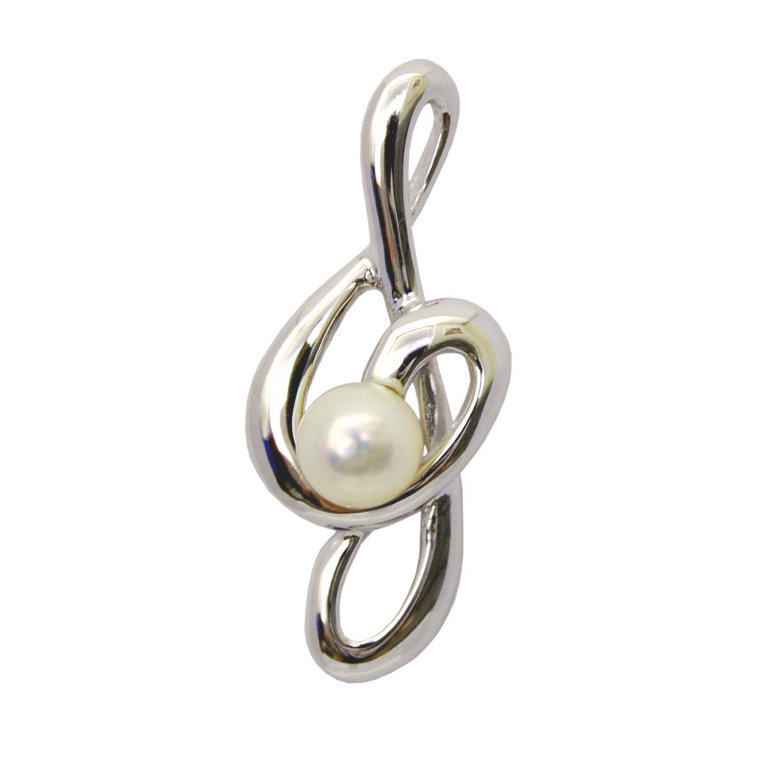 

Akoya pearl pin treble silver pearl brooch [enyapearl] brooch, clef,