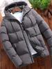 Men's Hooded Cotton-Padded Jacket for Autumn/Winter - Thick, Solid Color, Large Size Casual Wear