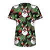 Women's Christmas  Dress Printed Short Sleeve V-Neck Top  Workwear Casual Pocket Top