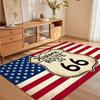 Historic Route 66 US Flag Area Rug for Living Room Bedroom Patriotic Retro Road Trip Home Decor Soft Non Slip Washable Floor Mat