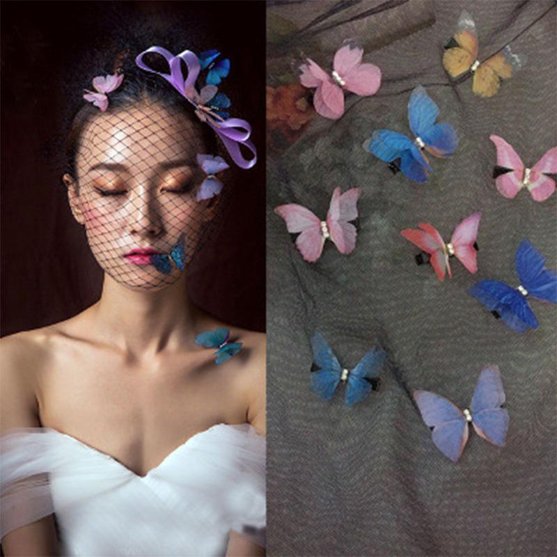 Wish New Multicolor Double-Layer Sheer Butterfly Hair Clip - Cute Children's Accessory with Vintage European Style