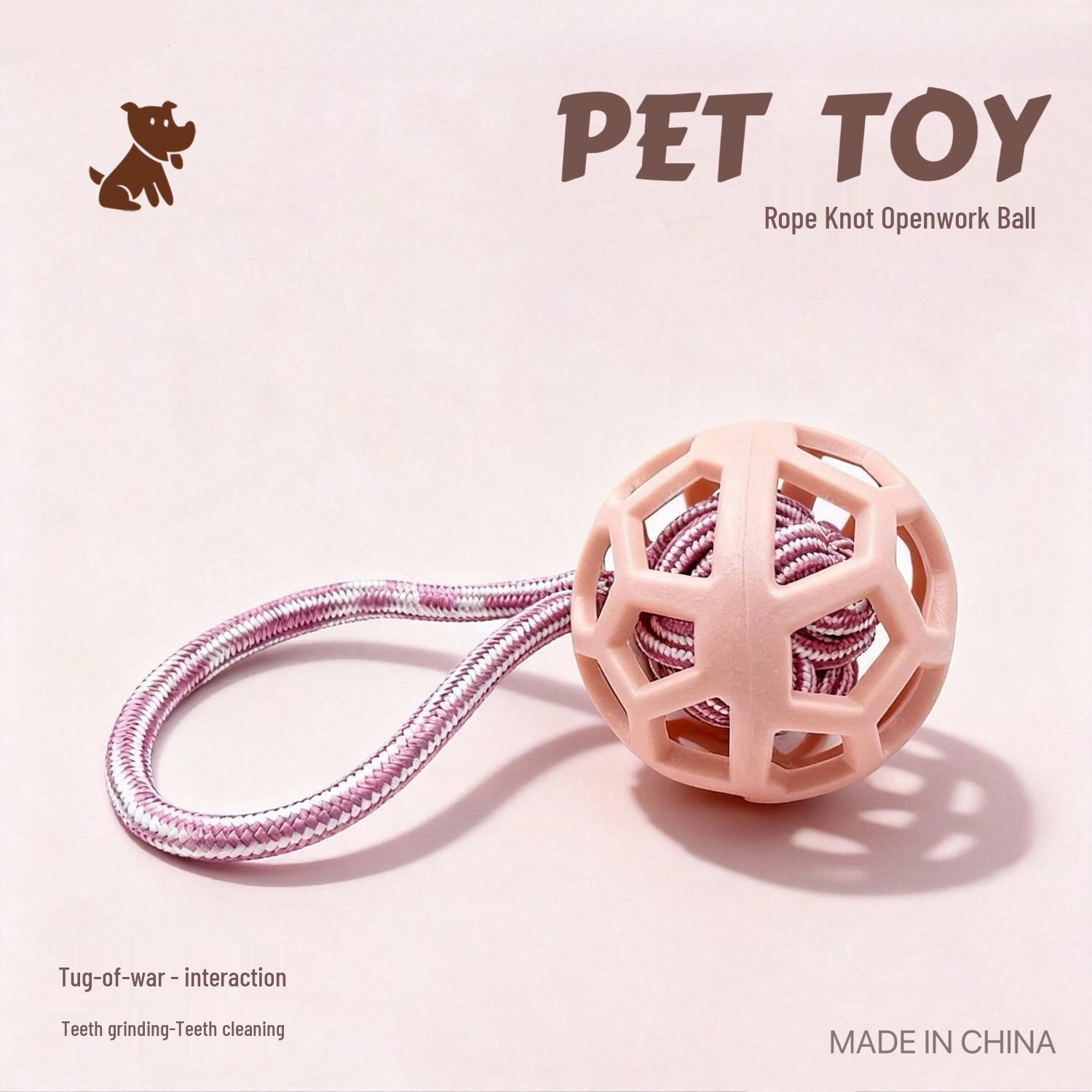 

Hot-Selling Elastic Rubber Dog Toy: Knot Rope & Hollow Ball Tug-of-War for Self-Play