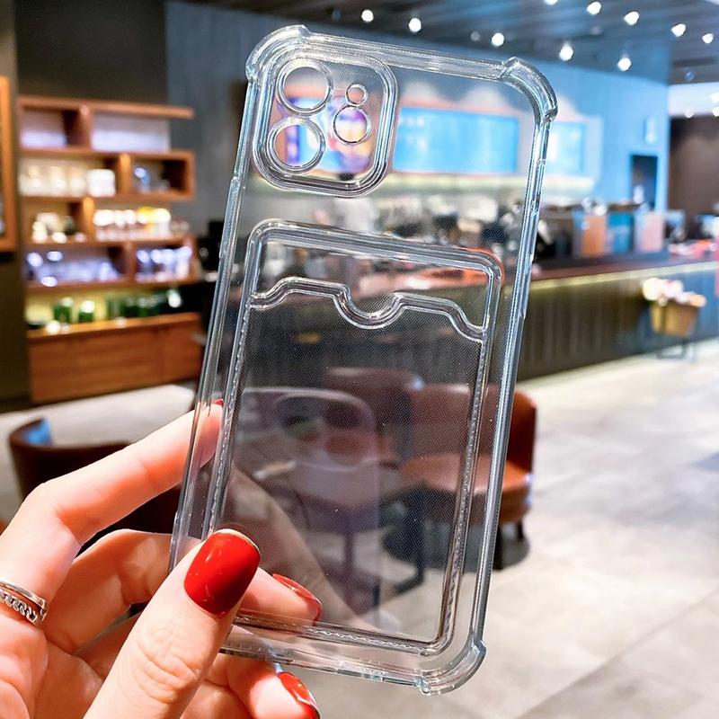 ID Credit Card Holder Clear Phone Case For iPhone 16 Pro Max 15 14 13 12 11 X XR XS 7 8 Plus SE 2020 Wallet Shockproof Cover