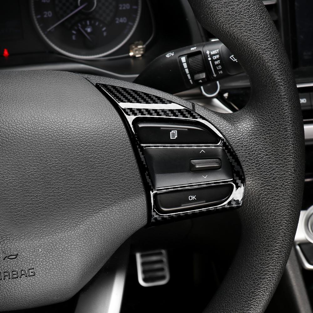 2PCS Carbon Fiber Steering Wheel Button Cover Trim For Hyundai I30 2017-2025/Veloster 2019-2022 LHD/RHD Car Interior Accessories