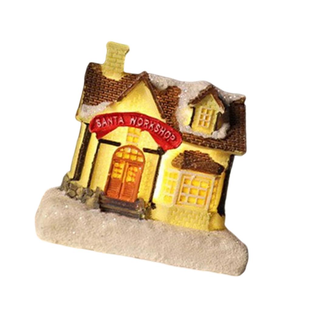 Christmas Village Houses Christmas Collectible Buildings with LED Light Christmas Decors Gingerbreads House Figurine