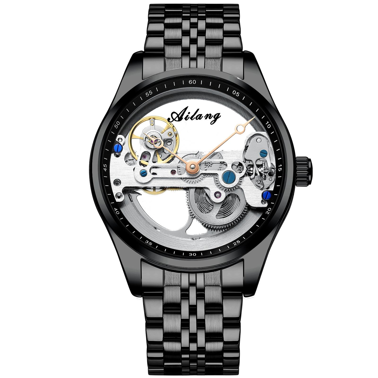 

AILANG новые автоматические механические часы со скелетом, мужские корейские модные водонепроницаемые мужские механические часы