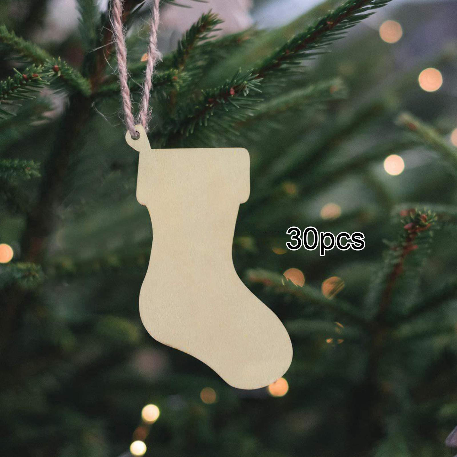 

30 шт. Рождественские чулки Деревянные вырезки Незаконченные заготовки Подвески Украшения для поделок