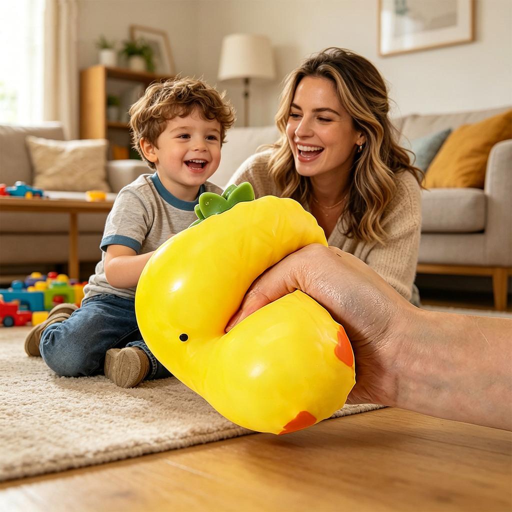 Squishy Pineapple Duck Stress Relief Toy Soft Slow Rising Squeeze Sensory Fidget Toy for Kids and Adults Anti Anxiety and Focus Aid