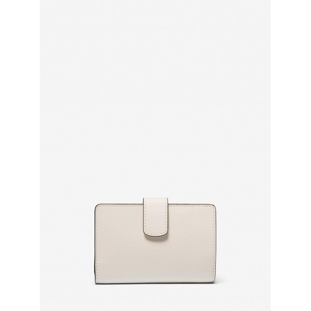 Michael Kors Jet Set Travel Billfold Zip Compact Wallet Medium 35f7gtvf2l2171 Light Cream