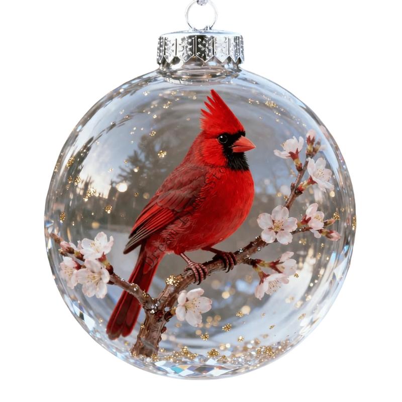 Q1FD Bird Pattern Clear Plastic Christmas Ball Decorations Seasonal Interior Styling