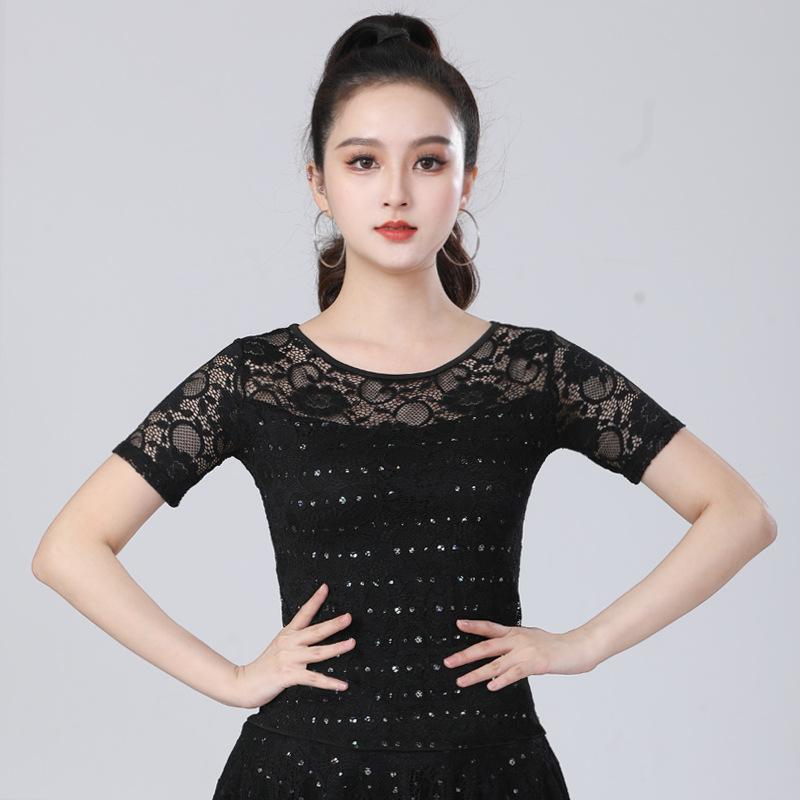 Latin Dance Costume Adult Female Lace Sequined Blouse Dance Clothes Body Practice Clothes National Standard Dance