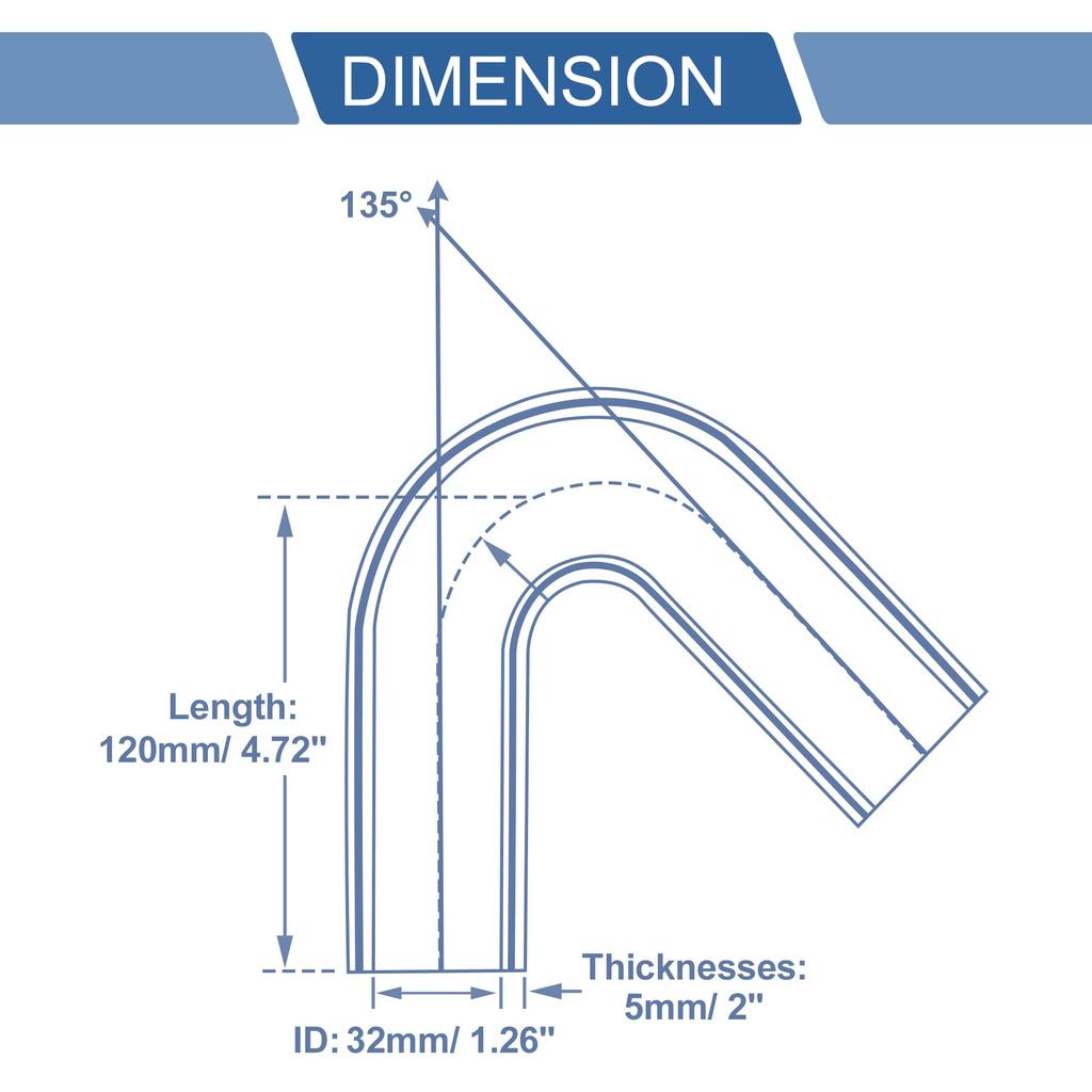 X AUTOHAUX 1 Piece Inner Diameter 1.3 inches (32 mm) Length 4.7 inches (120