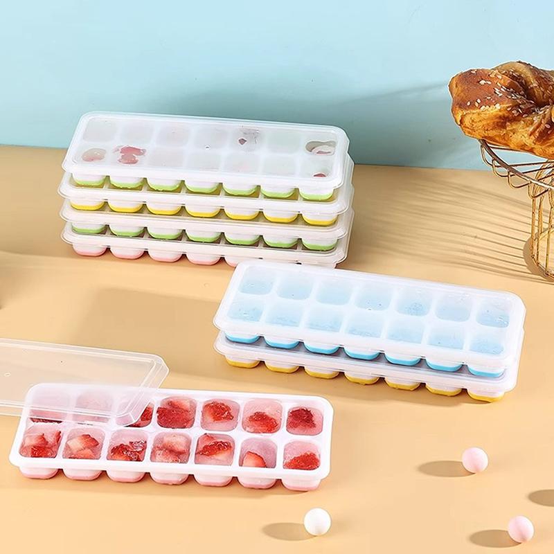 1Pc Silicone Ice Cube Mold Easy-Release Flexible Mold With Spill-Resistant Removable Reusable Lidstackable Ice Tray With Cover