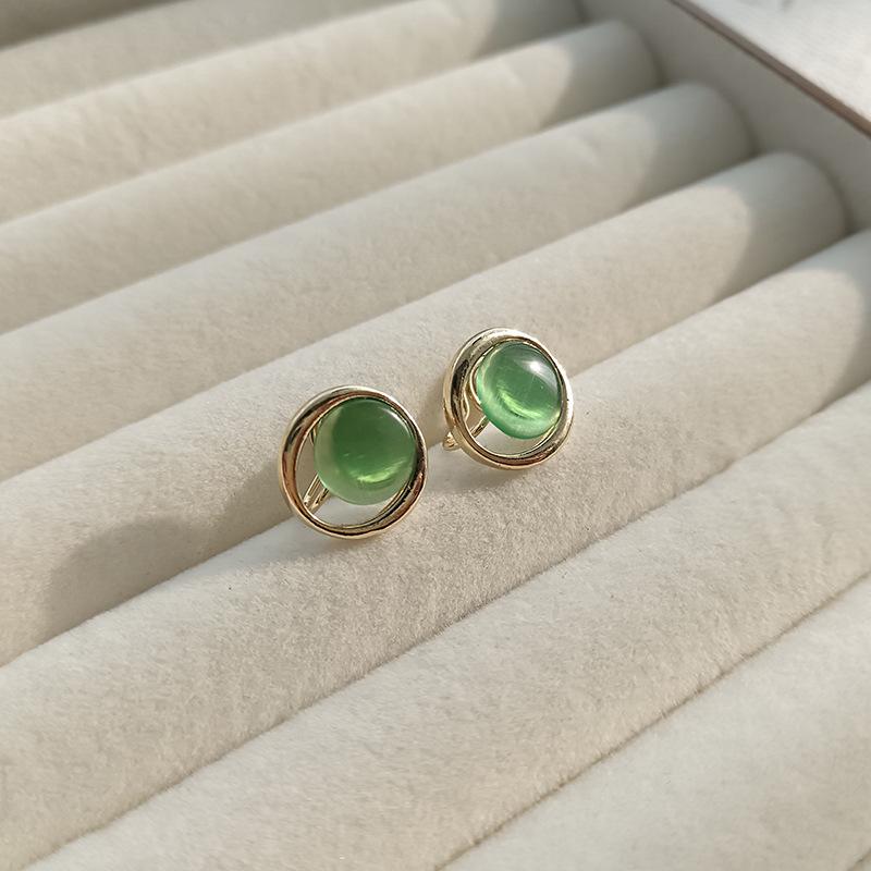 Luxuriöse mehrfarbige Katzenaugen-Clip-Ohrringe - Minimalistischer japanischer & koreanischer Stil