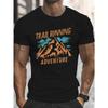 European Size Men'S Trail Running Adventure Graphic Tee, Casual Crew Neck Short Sleeve T-Shirt, 100% Cotton Knit Fabric, Slight Stretch