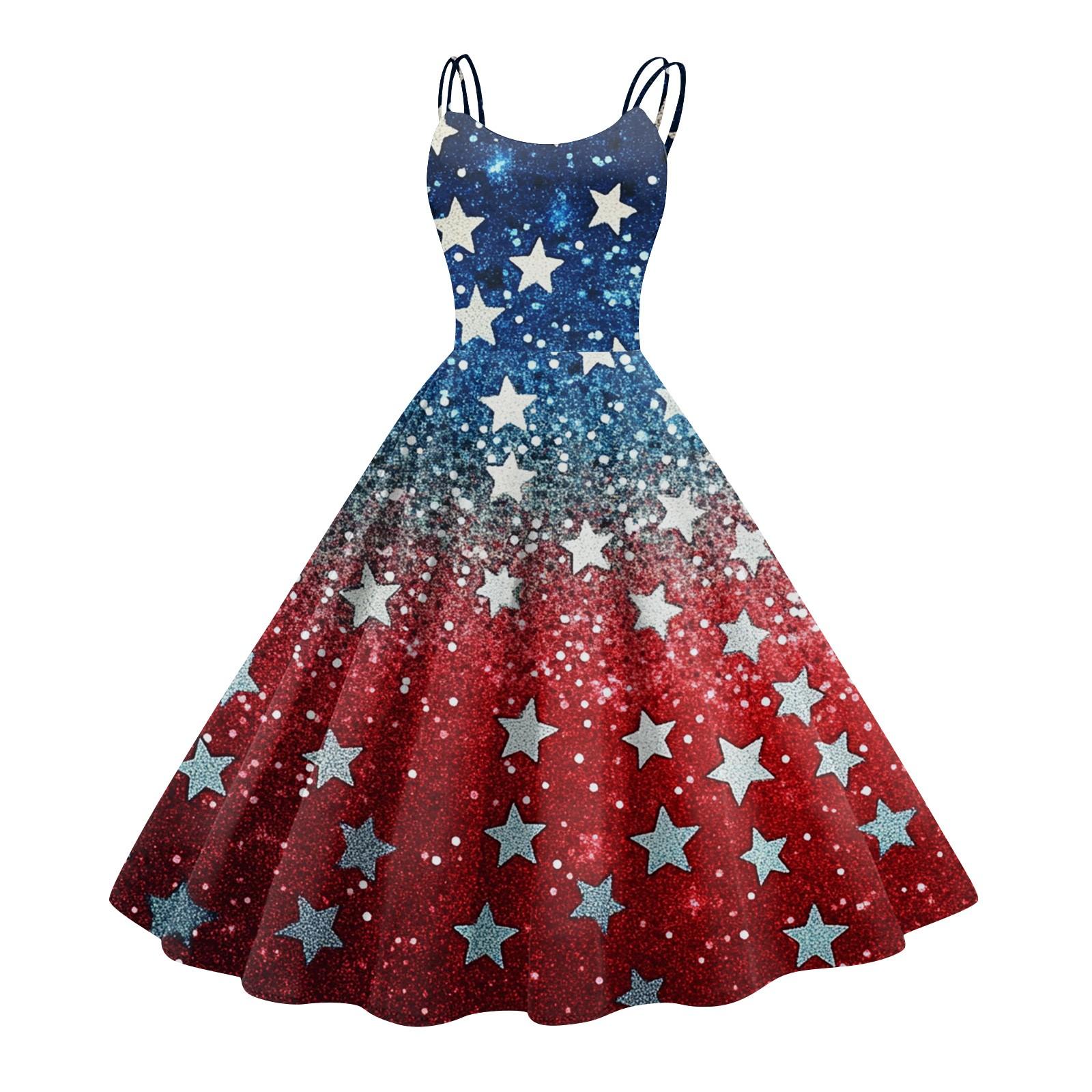 

Женское сексуальное платье с открытыми плечами в стиле панк-винтаж с принтом «День независимости» XXL красный