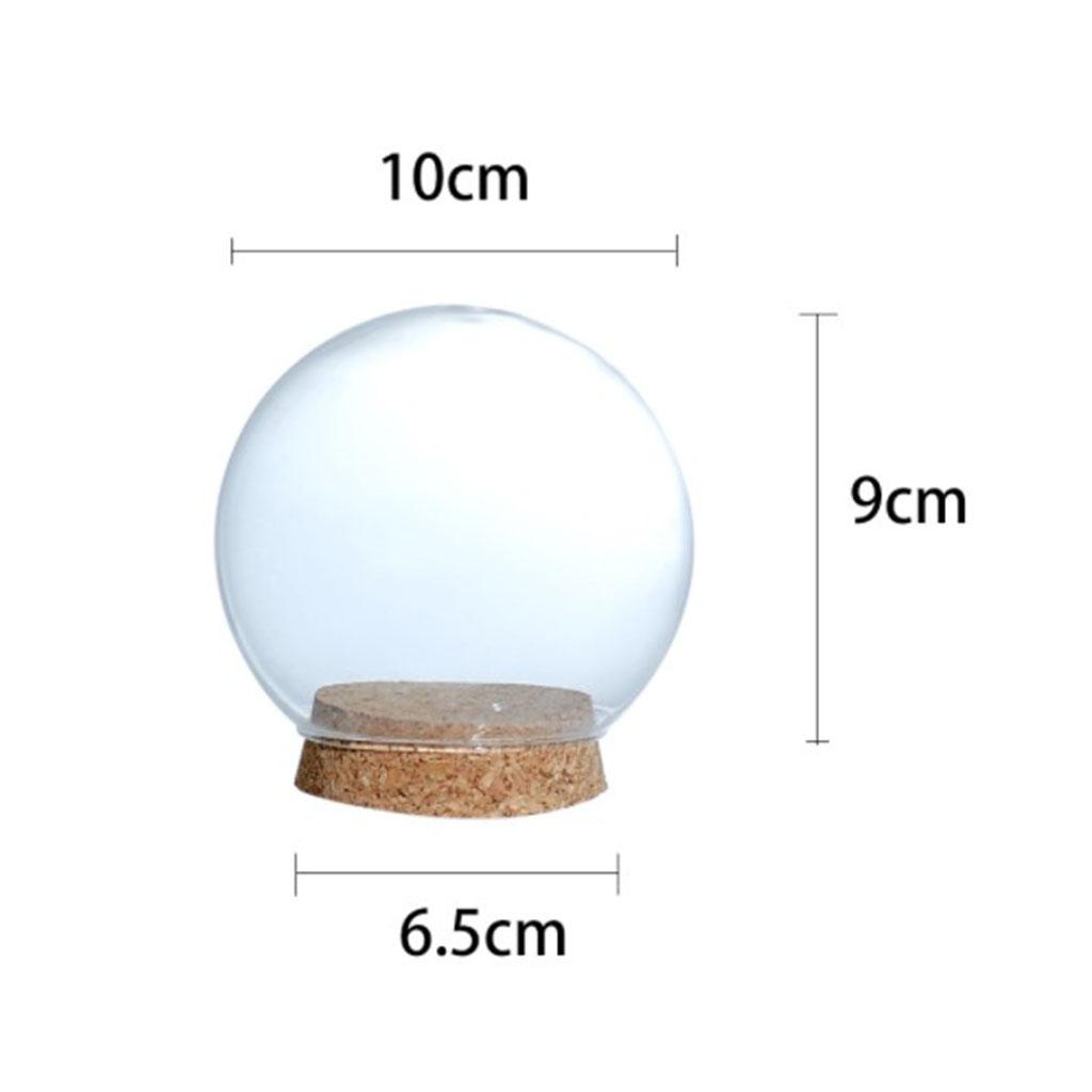 Modern Handcraft Glass Dome Cover Dry Flower Vase with Wood Cork Base Landcrape Figurines Model Display Artwork