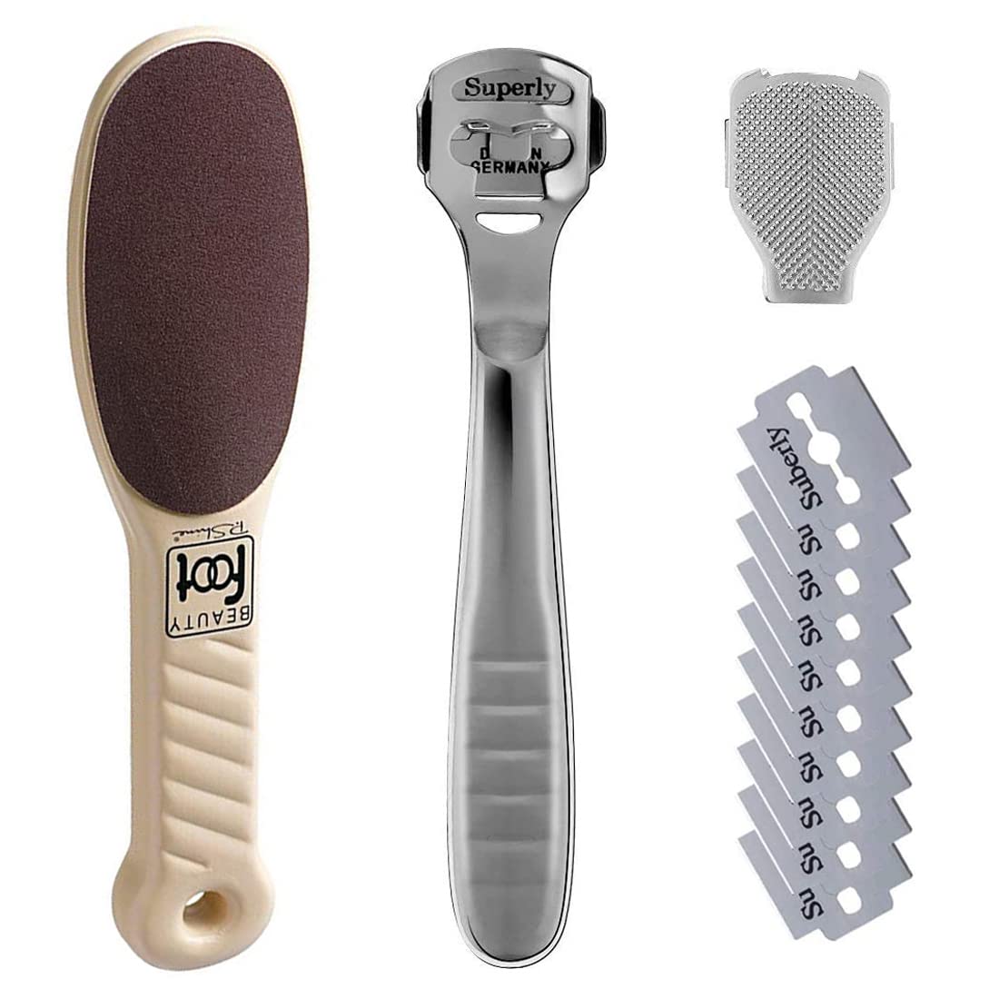 

Beauty Foot Heel Regular Size for and Calluses 10 Replacement File, 120/220, Calluses, Corns, (Includes Blades)