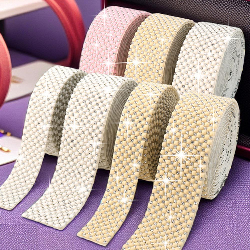 DIY Jewelry Resin Diamond Strip Self Adhesive Stickers With Color Beads Rhinestone Tape Rhinestones For Arts Crafts Phone Decors