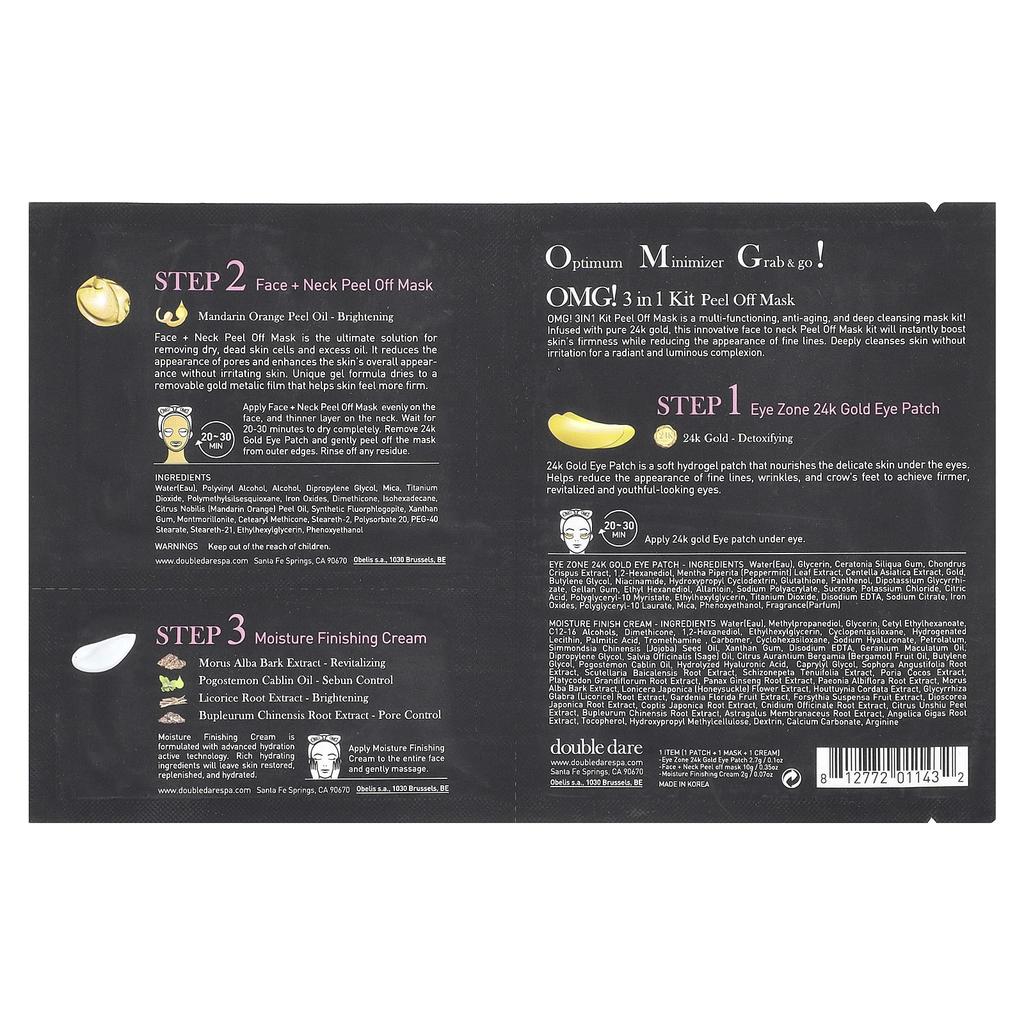 Double dare 3 in 1 Kit Peel-Off Beauty Mask, 1 Stück