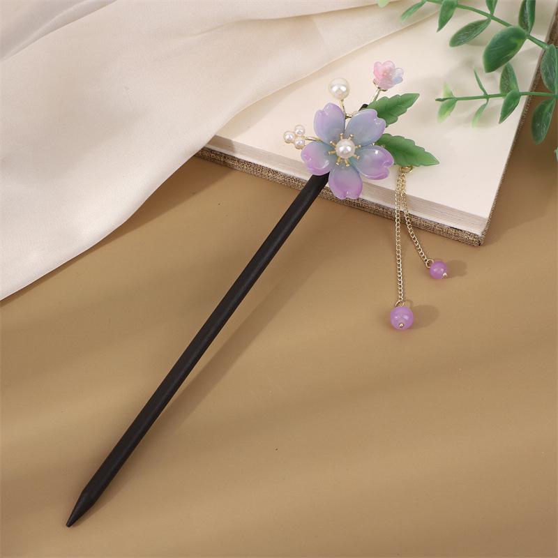Ancient Style Tassel Hairpin - Imitation Ebony Wood, Hanfu Accessories, Chinese Jewelry for Women