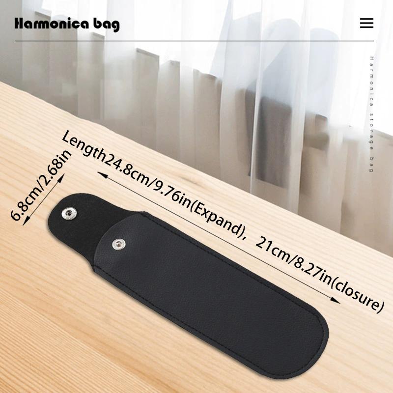 24 Holes Harmonica Case Artificial Leather Bag With Buckle For Student Musical Instruments