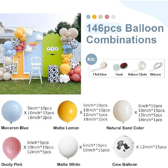 

Набор для арки из воздушных шаров, 146 шт. Комбинация латексных шаров синего и оранжевого цвета с шарами с коровьим принтом для дня рождения в стиле фермерского дома, кантри, вестерн, ковбойского стиля