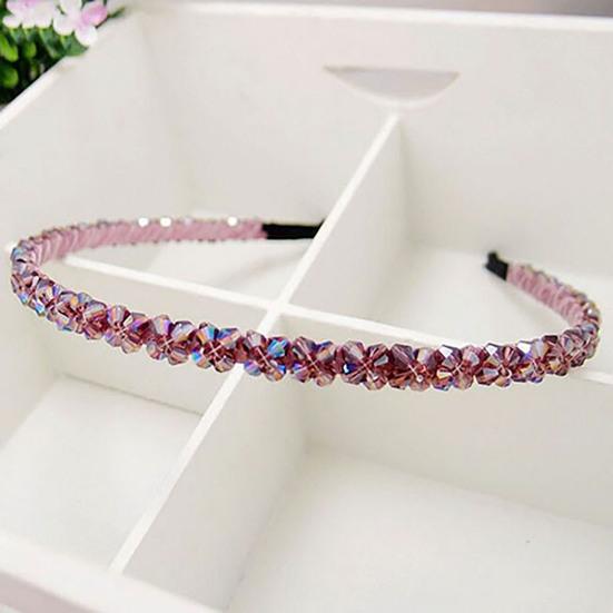 Rhinestone Headband Handmade Rustproof Metal Rhinestone Women Beaded Hair Hoop for Ceremonies