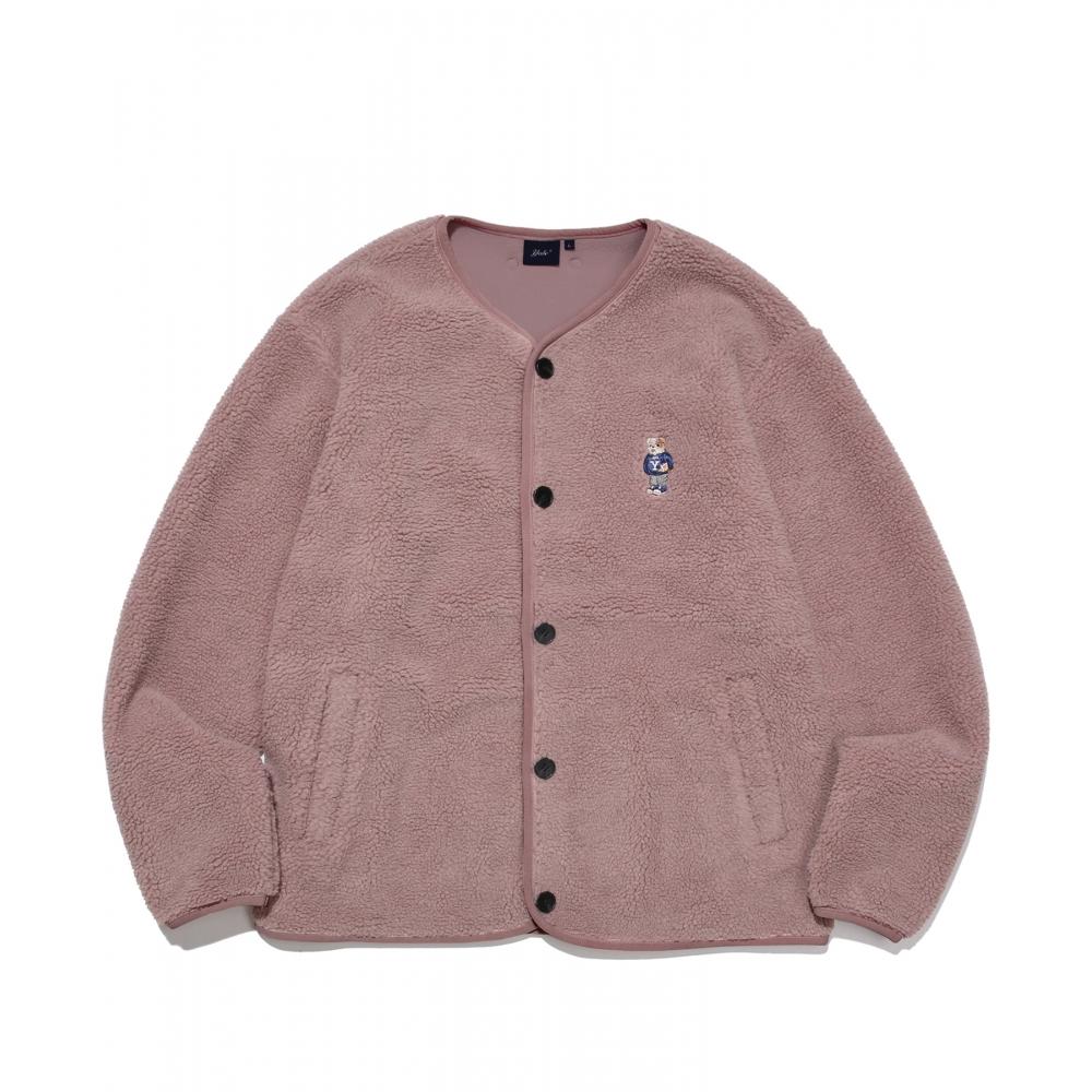 

YALE EMBROIDERY DAN NO COLLOR BOA FLEECE JACKET VTG PINK