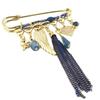 Les Trésors De Lily [P8408] - Designer Brooch 'Acapulco' Blue Gold - 90x75 Mm