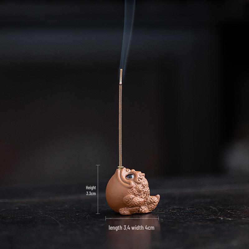 Purple Clay Golden Toad Incense Burner - Indoor Zen Tabletop Aroma Holder