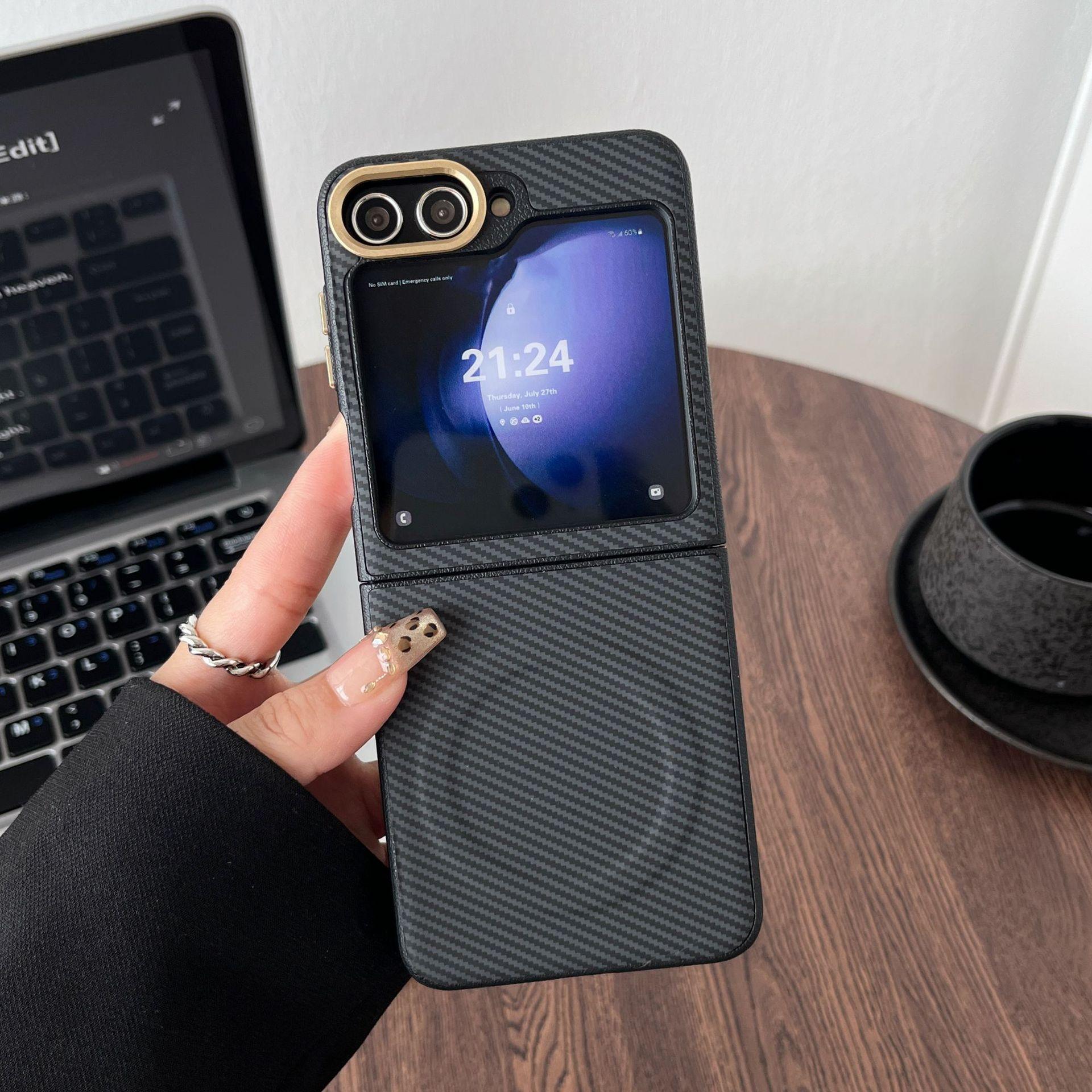 

Simple Magnetic Suction for Samsung Zflip6 Foldable Phone Case Zflod 6 Kevlar Carbon Fiber Texture Protective Case Fold 6