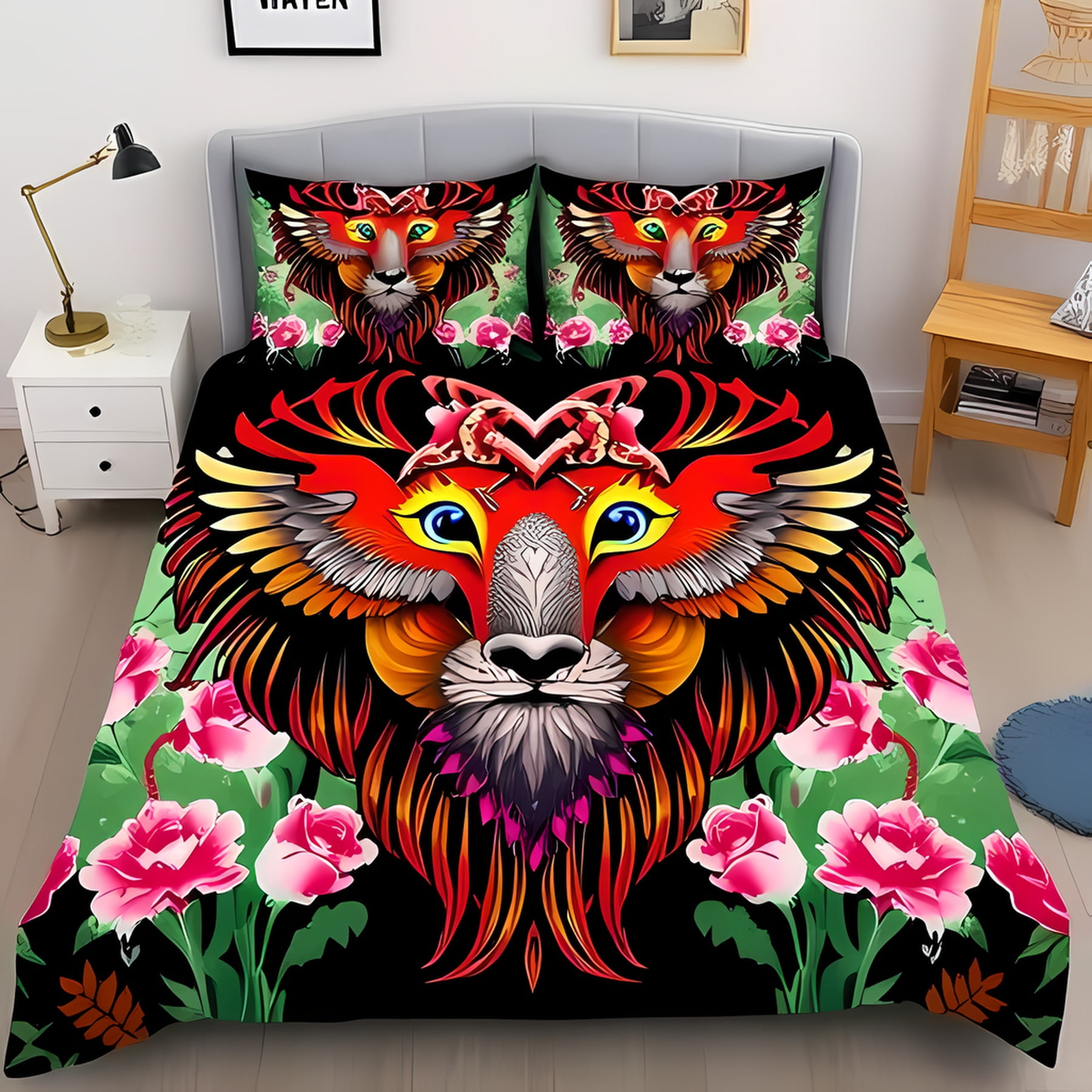 

Comforter Lion Majestic Crown Design On Vibrant Purple Background Intricate Detailing Perfect For Unique Decor Soft Warm Comforter (quilt)-EU Single(135*200cm)3pcs