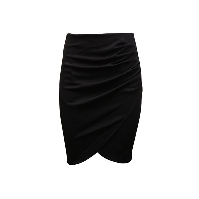 

Винтажная мини-юбка-бодикон с разрезом, с высокой талией, женская юбка-карандаш, однотонная, элегантная, офисная юбка для леди XXL чёрный