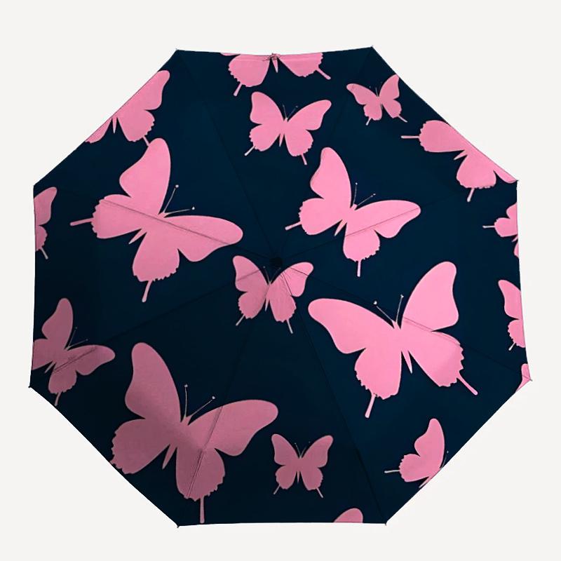 

1pc Butterflies PatternAutomatic Open/close Umbrella, 8-Rib sturdy structure, Portable Travel Umbrella, Parties, Everyday Usec03