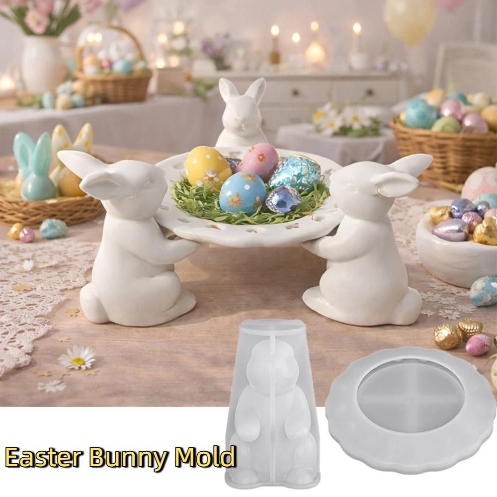 3D Easter Bunny Tray Mold Non-stick Easter Bunny Mold Decorative Candy Plates  Party