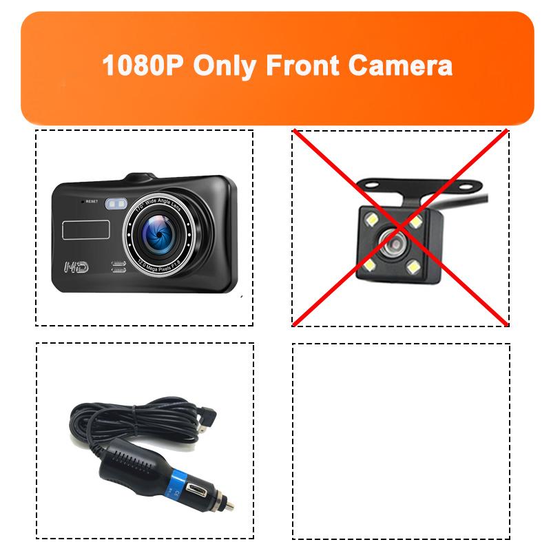 

1080P Передняя и задняя камера 3-дюймовый сенсорный экран видеорегистратор для автомобиля камера заднего вида для транспортного средства черный ящик видеорегистратор NONE