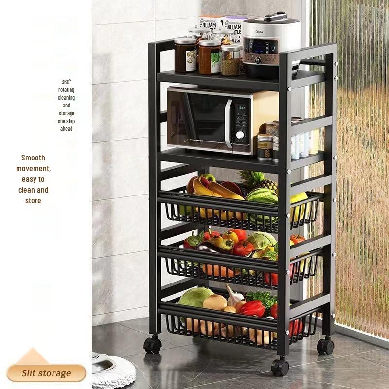 Multi-Layer Kitchen Storage Rack: Floor-Standing Vegetable, Pot, and Microwave Oven Organizer