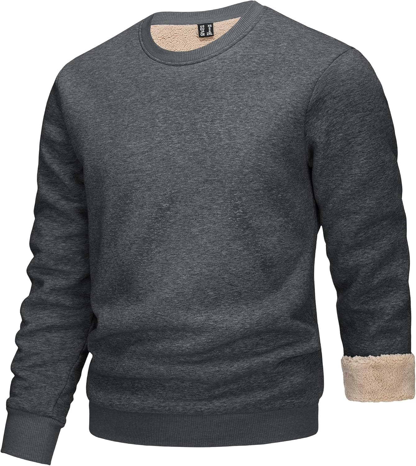 

KEFITEVD Long Sleeve Solid Crew Golf Winter Plus Dark Size 2XL Men s T-Shirt, Color, Neck, Wear, Wear, Sizes, Cotton, Casual, Fleece-Lined, Pullover,