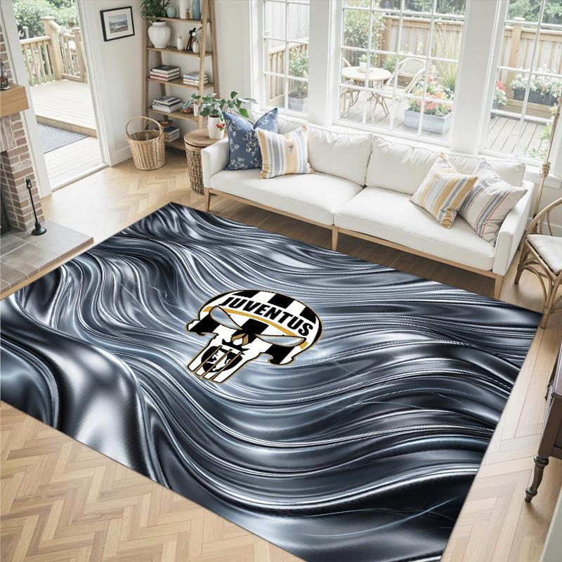 Juventus FC Design Crystal Velvet Carpet Cozy Non?Slip Printed Rug For Bedroom Living Room Entrance