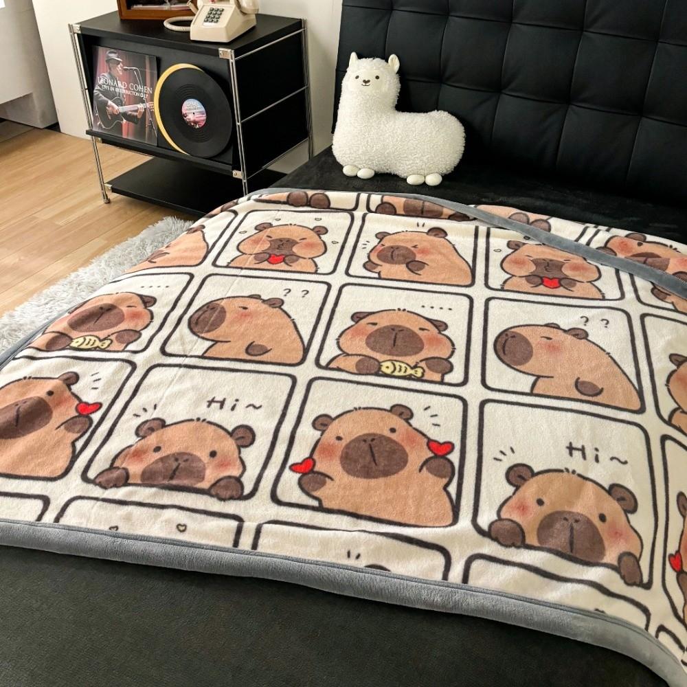 Printing Capybara Blanket Comfortable Sofa Blanket Bedding Cartoon Shawl Blanket  Travel