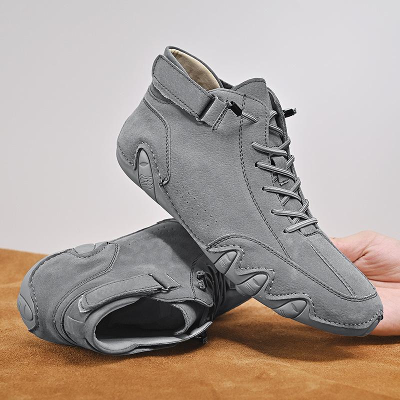 Fashion 2024 Men's Shoes Casual Shoes Ankle Boots Retro Winter Warm Plush Men Shoes Flat Lace Up Non-slip Trend Short Snow Boots