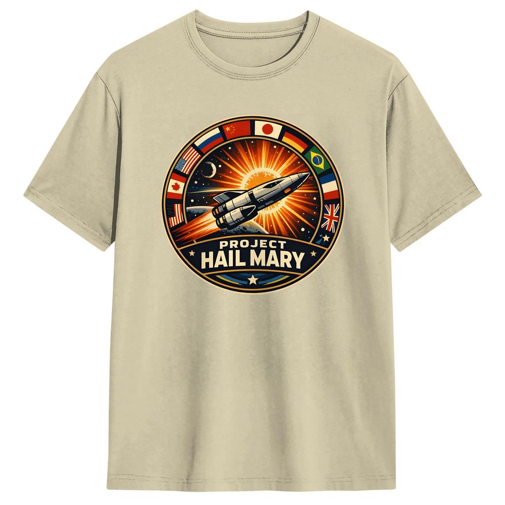 Unisex Project Hail Mary Film Logo T-Shirts Baumwoll Oberteile Sommer Basic Kurzarm T-Shirt Rundhals Trendig Cool Lässig T-Shirt